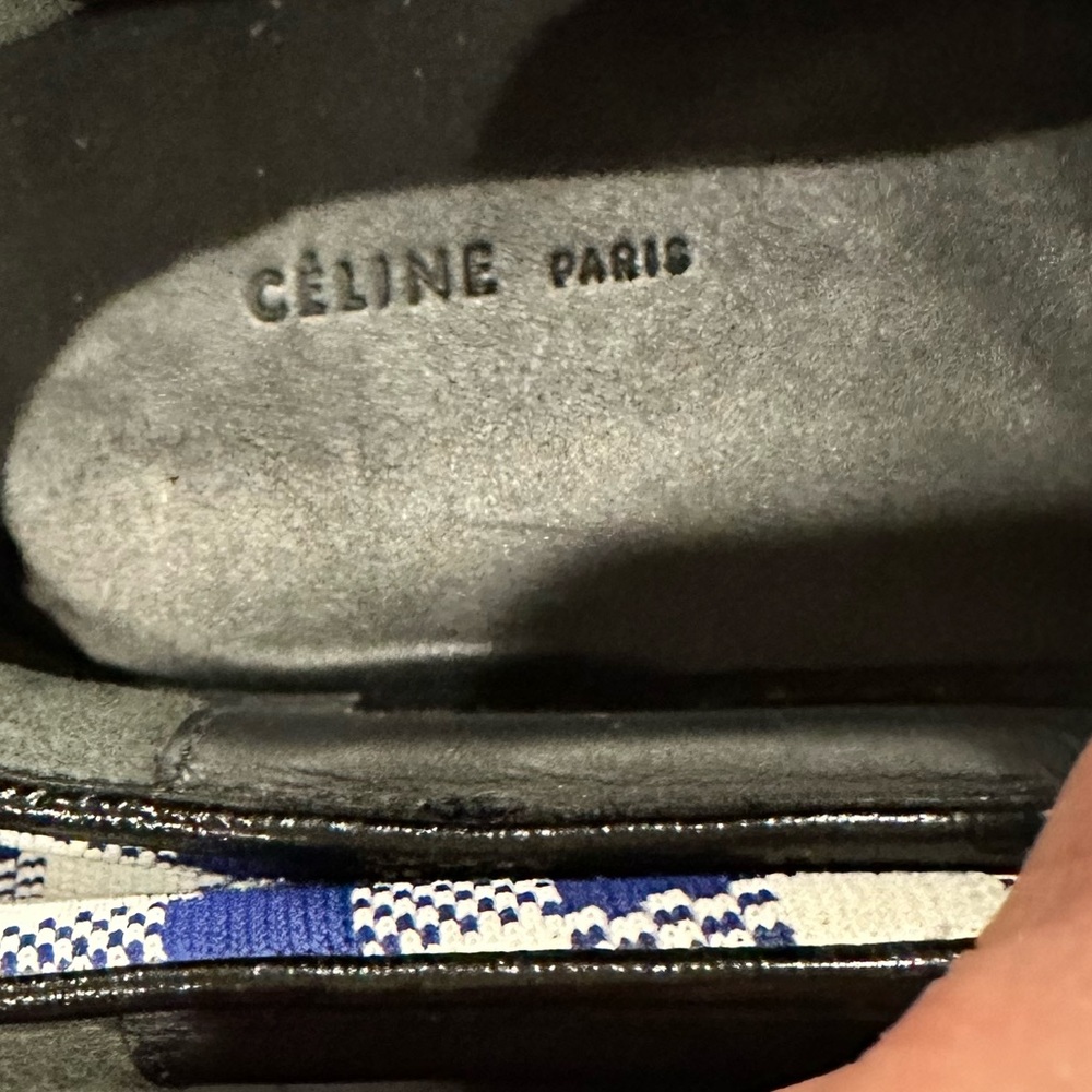 CELINE SLIPON COBALT SUMMER CASUAL GINGHAM CHECK LUXURY DESIGNER SNEAKERS - Picture 6 of 9